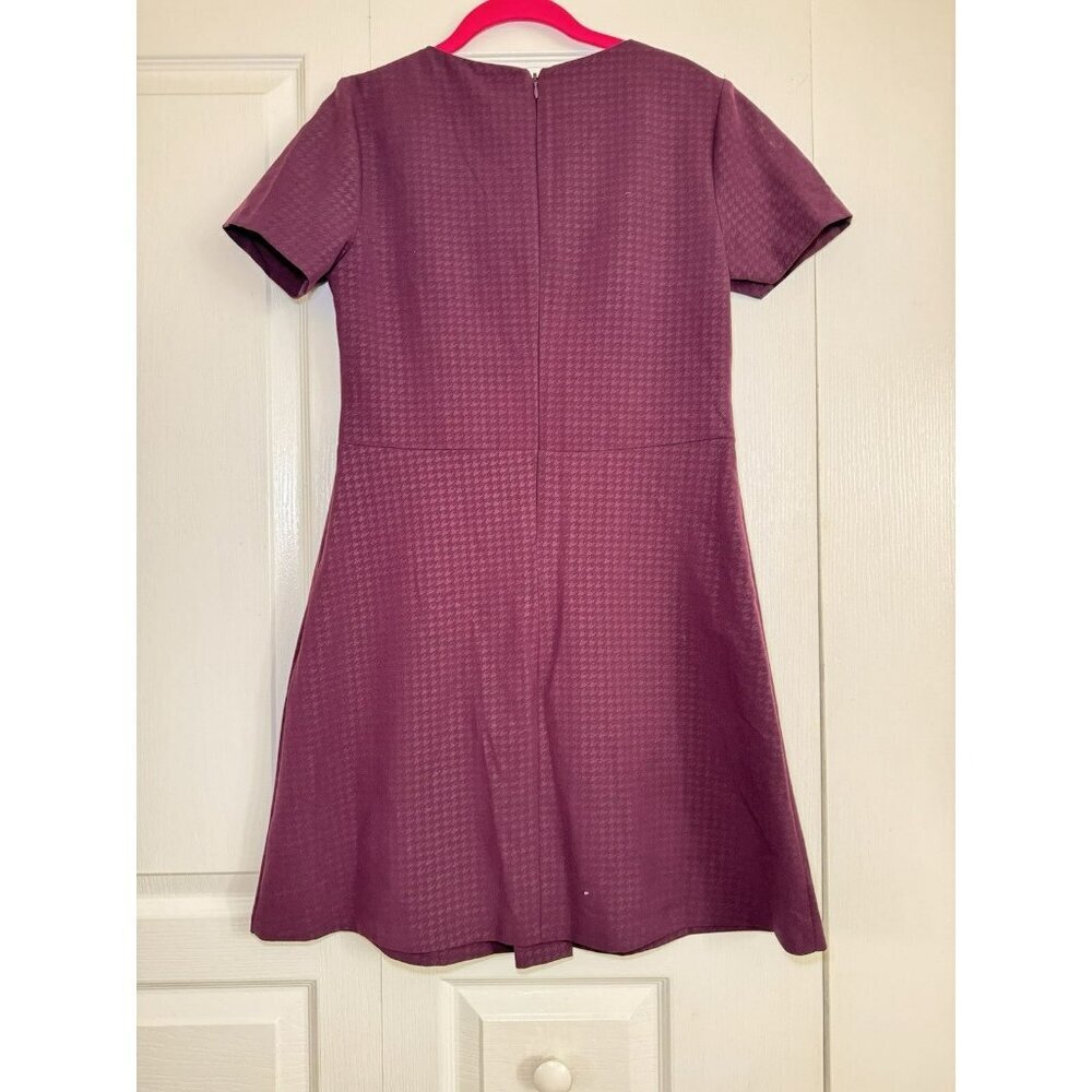 Next Purple Fit & Flare Dress Size M Textured Short Sleeve Pleated Zip Detail - Picture 8 of 10
